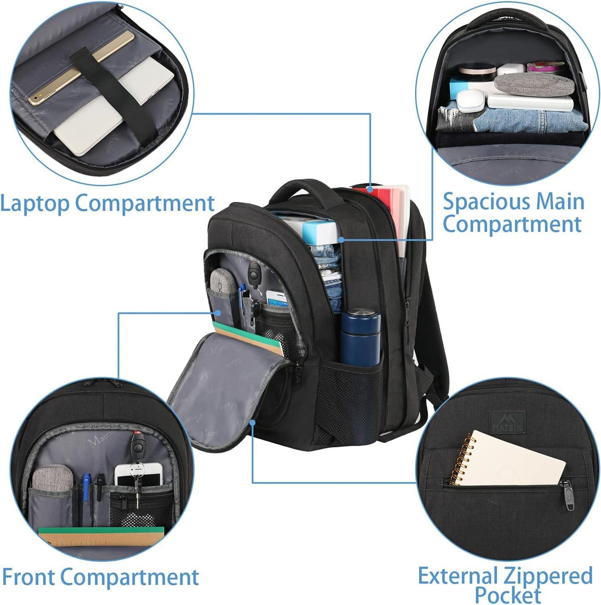 MATEIN Backpack for School, Expandable College Backpack for Boys Girl