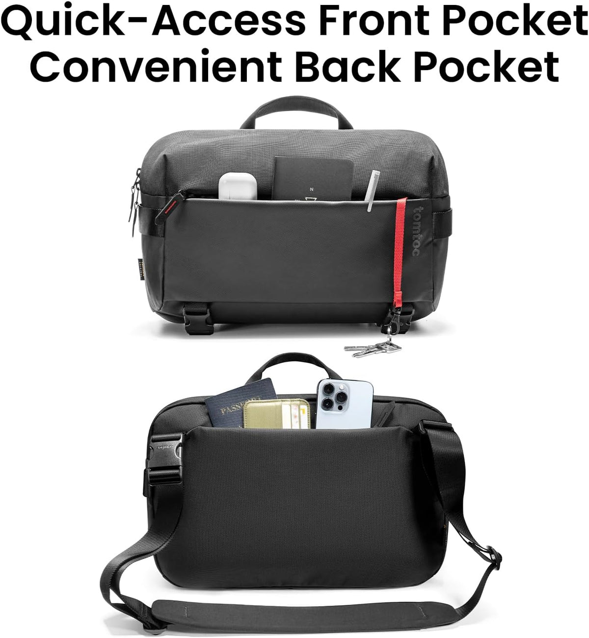 tomtoc Compact EDC Sling Bag 3L-10L, Minimalist Crossbody Bag Chest Shoulder Pack for Men Women, X-pac/Recycled Polyester