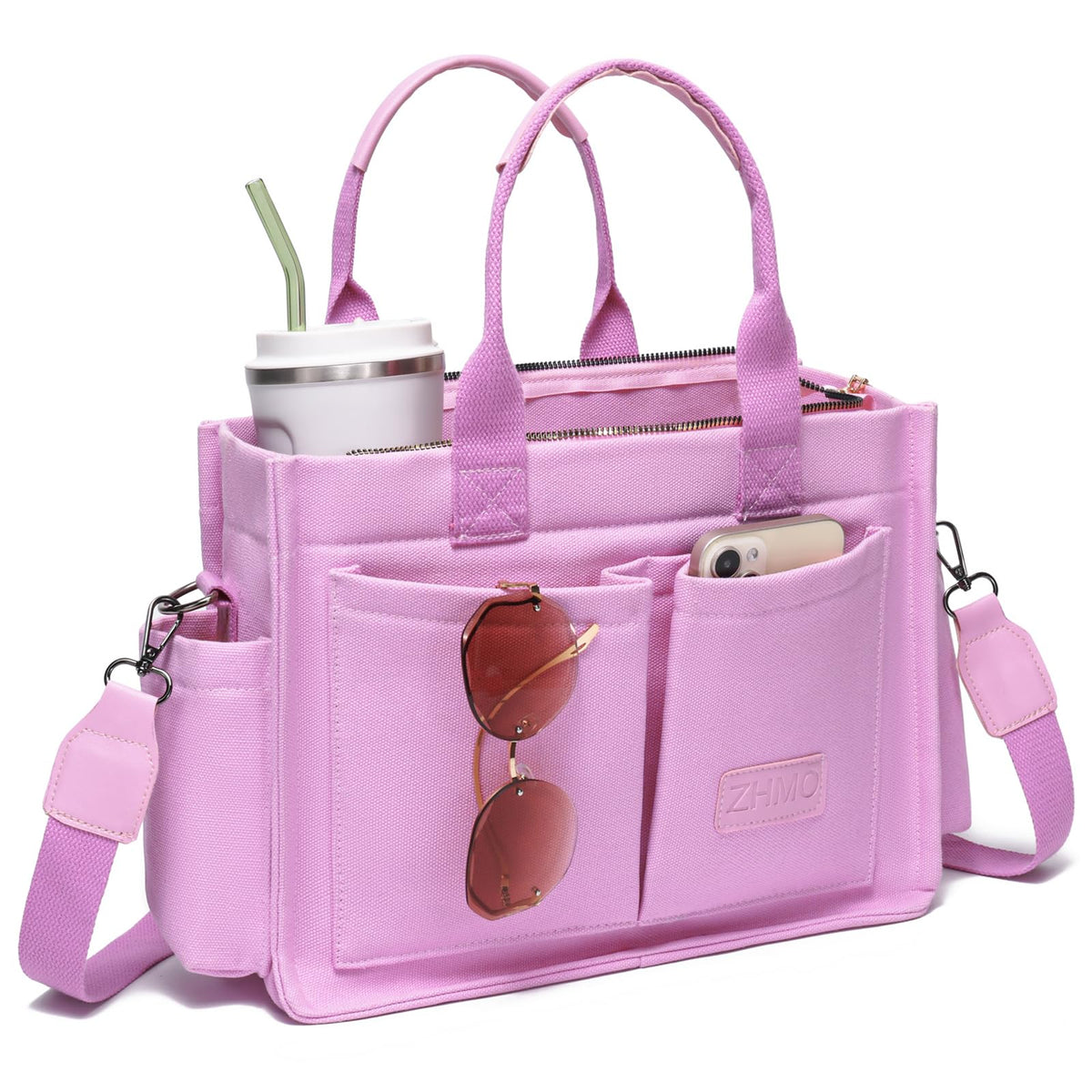 ZHMO Canvas Tote Bag for Women,Women's Bags Crossbody Bags Work Laptop Tote Bag Large Handbags Purse for Travel Nurse Teacher