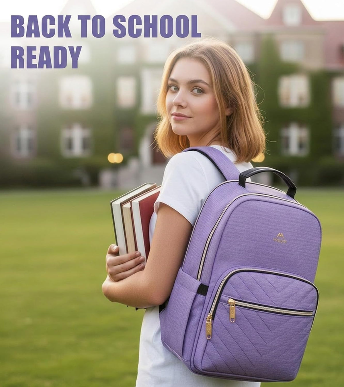 MATEIN 15.6 inch College School Bookbag for Women, Purple Laptop Backpack