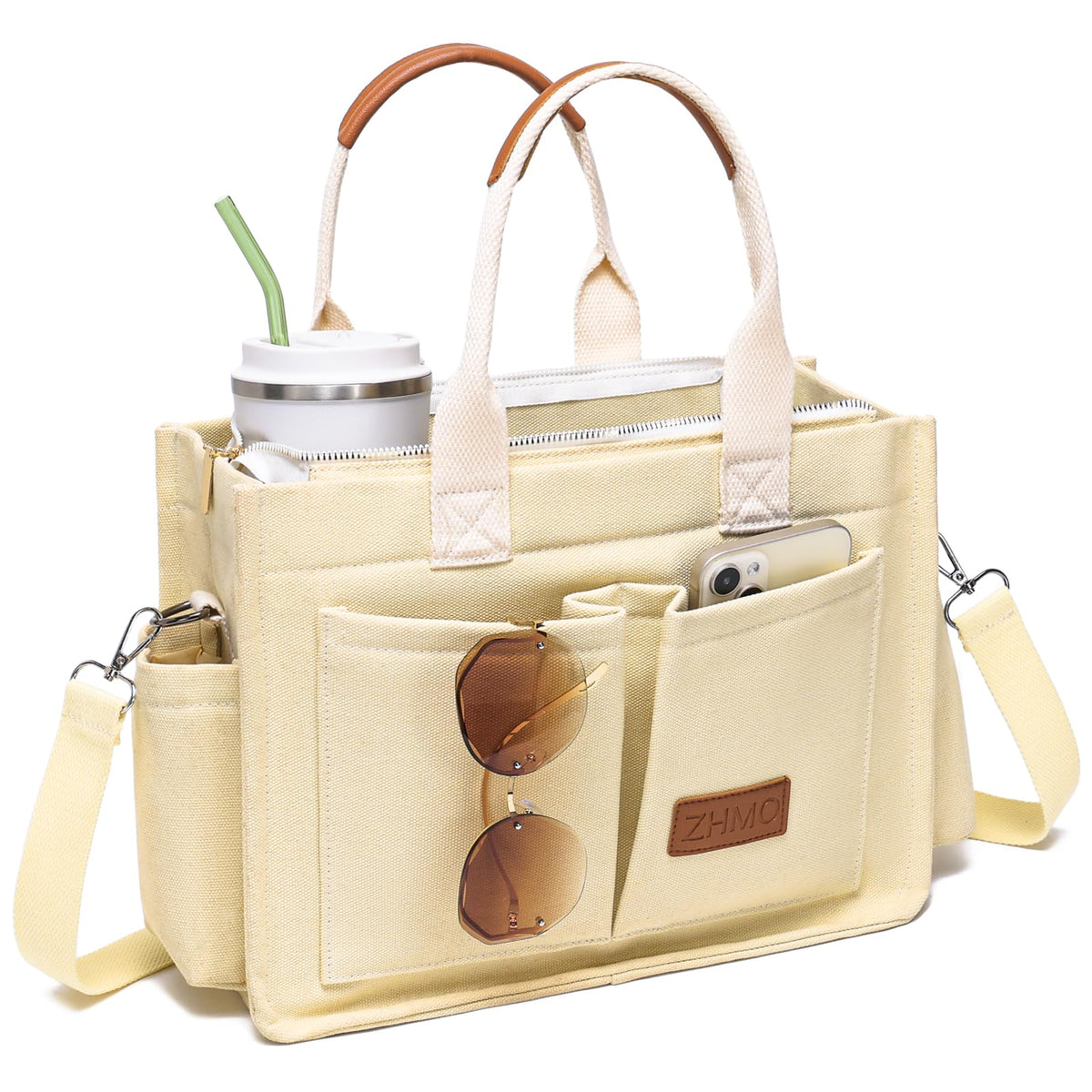 ZHMO Canvas Tote Bag for Women,Women's Bags Crossbody Bags Work Laptop Tote Bag Large Handbags Purse for Travel Nurse Teacher