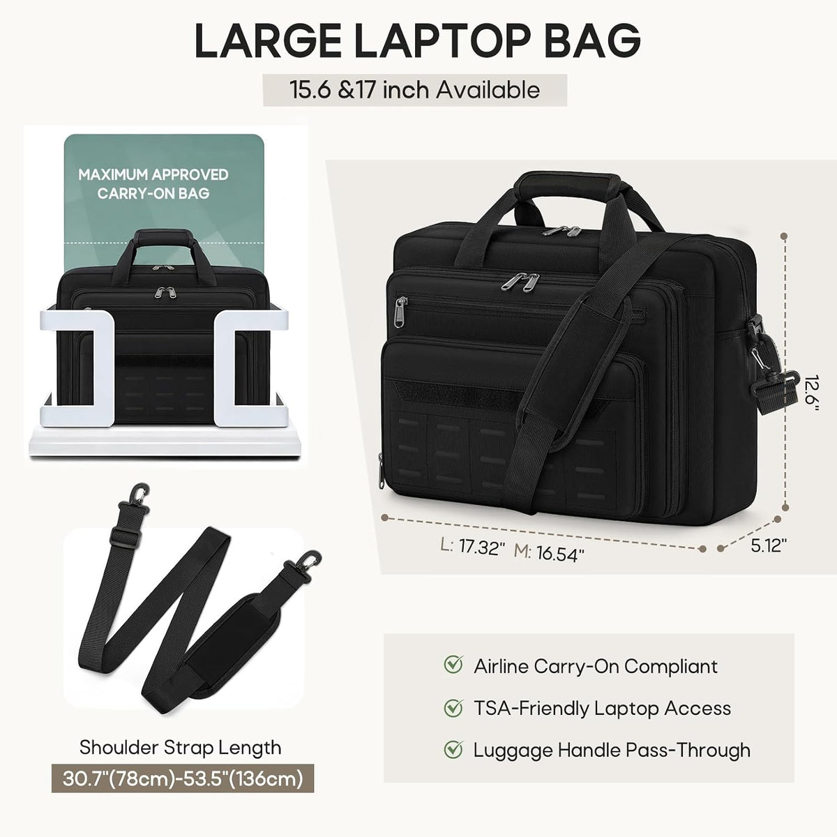 RAINSMORE Tactical Laptop Bag for Men 15.6/17.3 Inch Military Messenger Bag