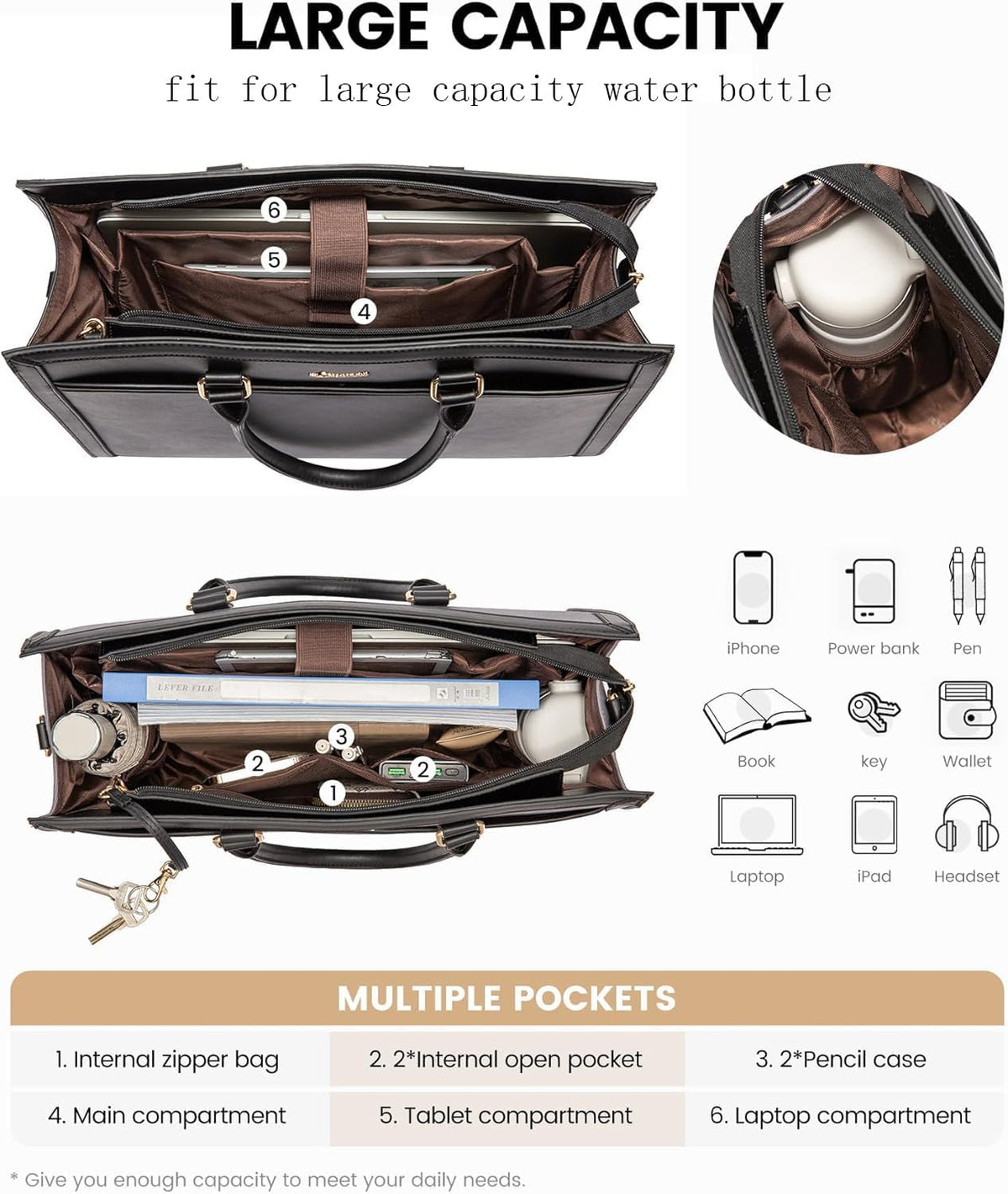 LOVEVOOK Laptop Tote Bag for Women, Large Work Computer Bag with Cup Holder