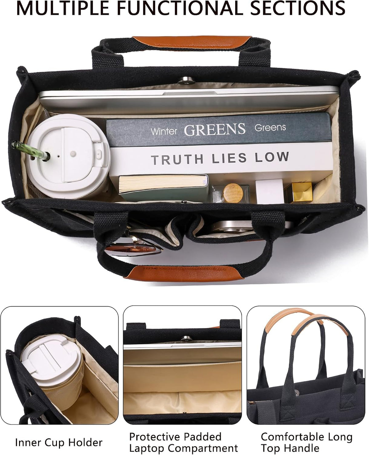 ZHMO Canvas Tote Bag for Women,Women's Bags Crossbody Bags Work Laptop Tote Bag Large Handbags Purse for Travel Nurse Teacher