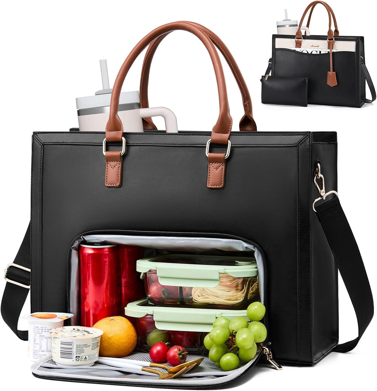 LOVEVOOK Laptop Tote Bag for Women, Large Work Computer Bag with Cup Holder