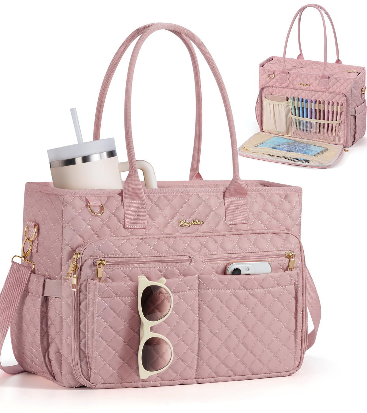 Bagstellar Teacher Tote Bag for Women, 15.6" Laptop Work Tote Computer Bag