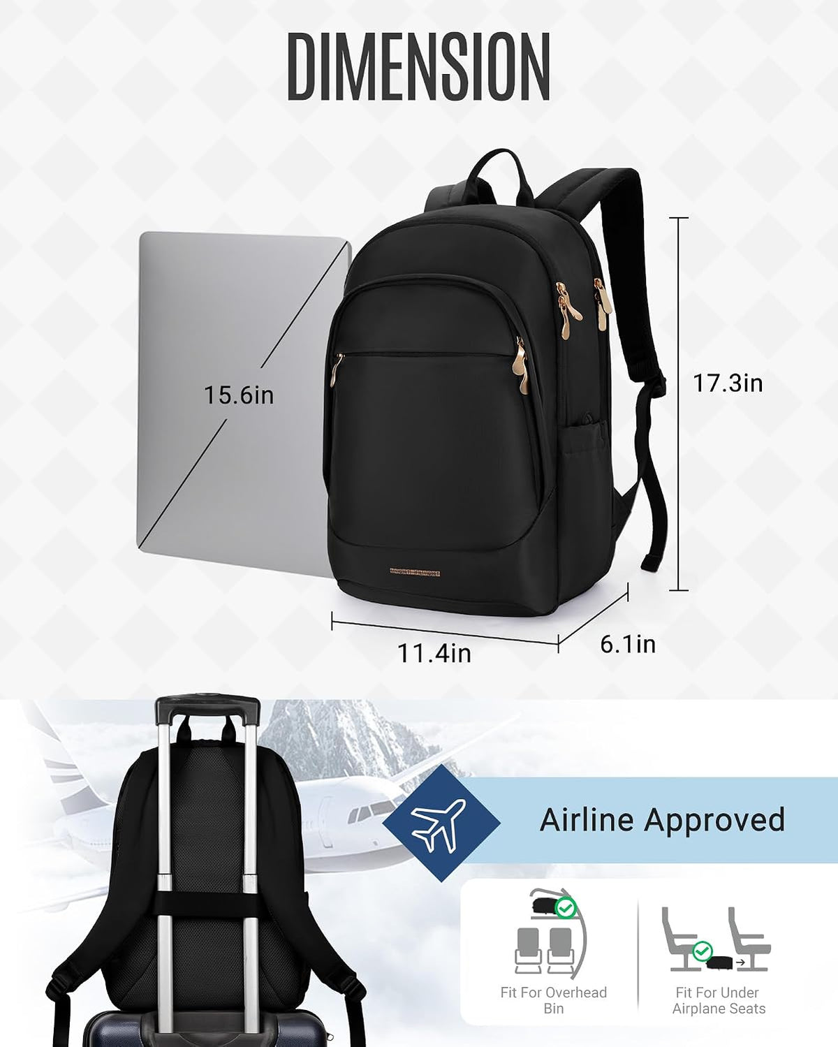 LIGHT FLIGHT Travel Backpack for Women, 15.6 inch Laptop Daypack
