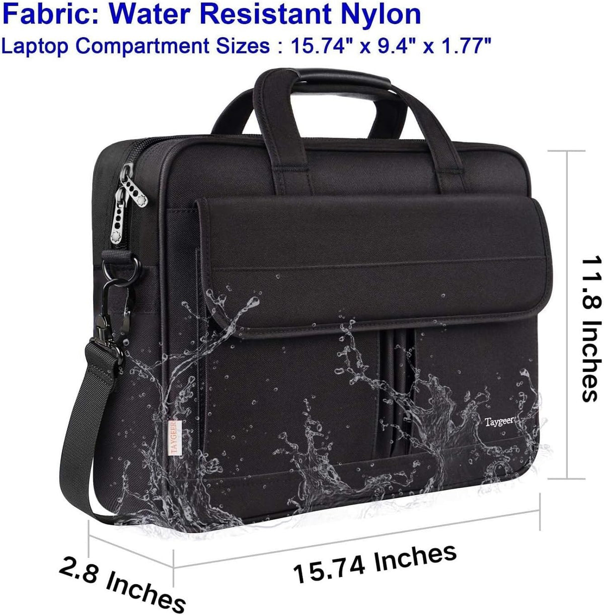 Taygeer Laptop Bag 15.6 Inch, Business Briefcase Gifts for Men Women, Black