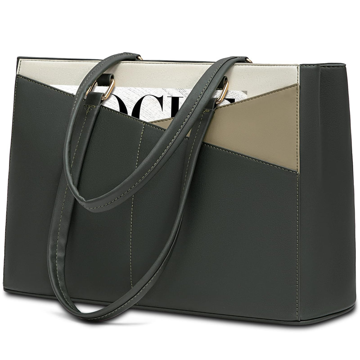 LOVEVOOK Laptop Tote Bag for Women 15.6 Inch Waterproof Leather Computer Bags Business Office Work Briefcase Black