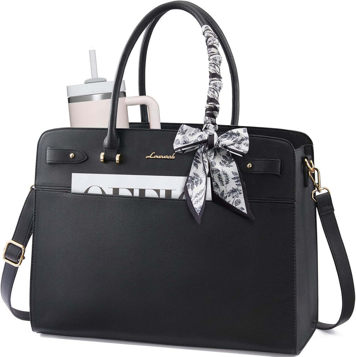 LOVEVOOK Laptop Tote Bag for Women, 15.6 Inch Large Faux Leather Work Bag Waterproof Briefcase Handbag for Teacher Business