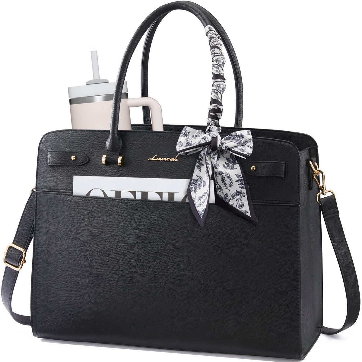LOVEVOOK Laptop Tote Bag for Women, 15.6 Inch Large Faux Leather Work Bag Waterproof Briefcase Handbag for Teacher Business