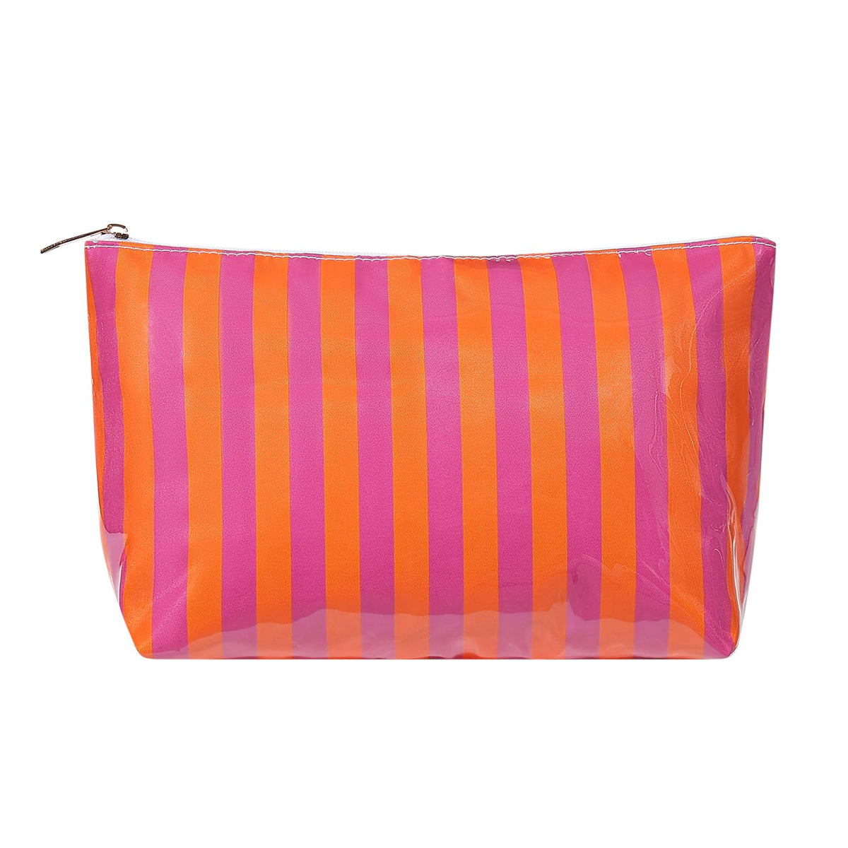 Large PVC Waterproof Striped Makeup Bag(04Pink Stripe)