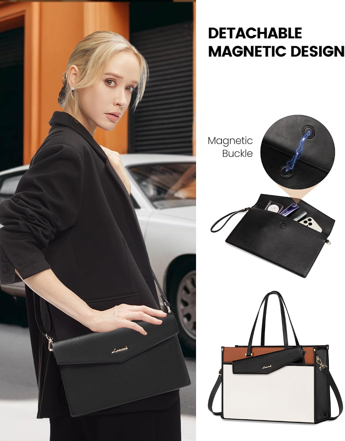 LOVEVOOK Laptop Tote Bag Women 2-in-1 Work Purse Computer Briefcase Handbag