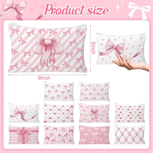 30pcs Pink Bow Makeup Bag Coquette Cosmetic Bags for Women