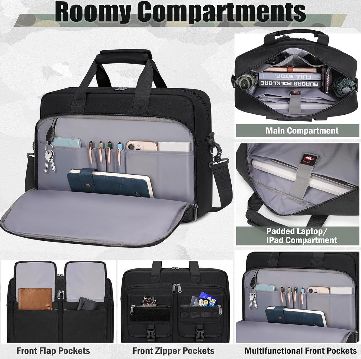 RAINSMORE Tactical Laptop Bag for Men, Large Military Laptop Briefcase