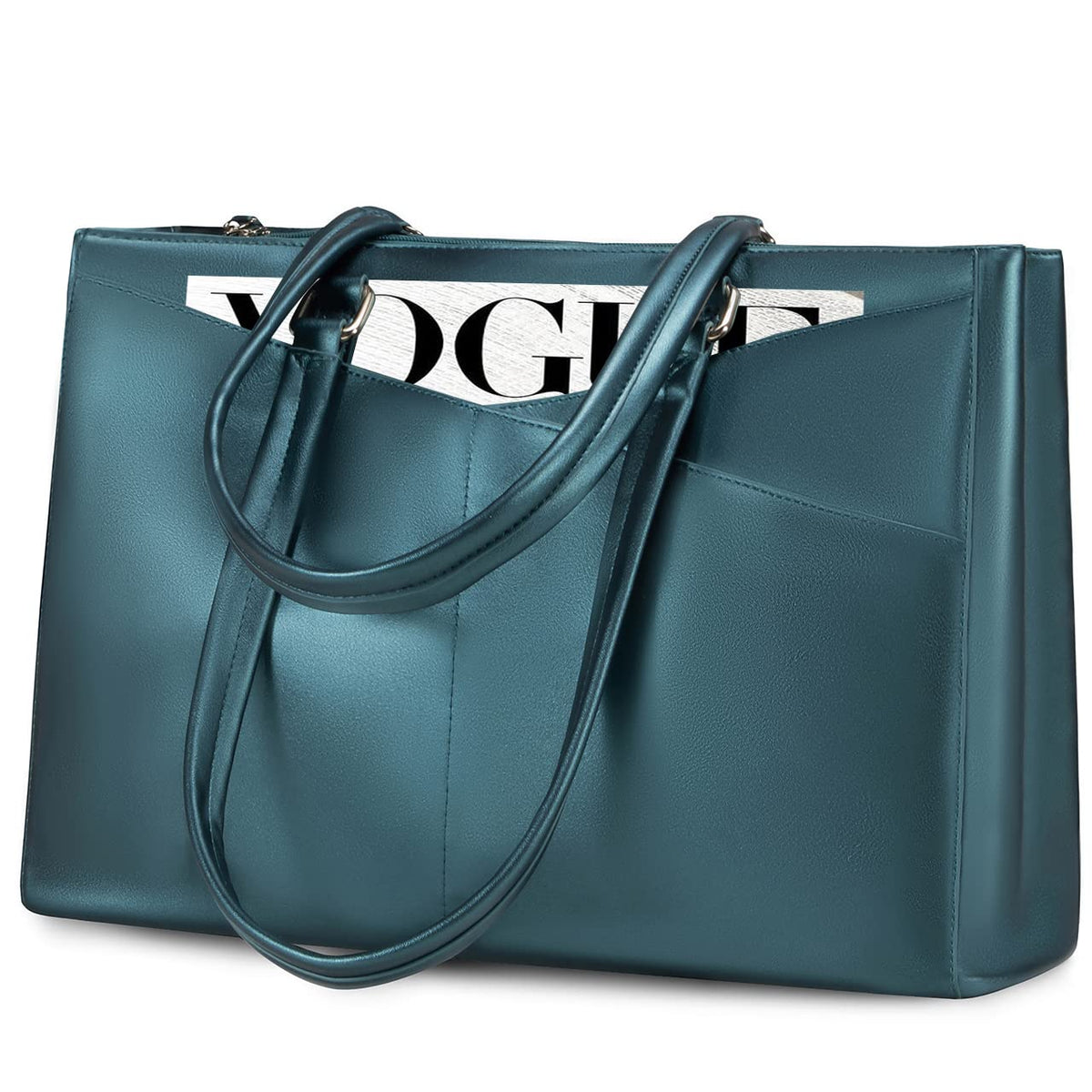 LOVEVOOK Laptop Tote Bag for Women 15.6 Inch Waterproof Leather Computer Bags Business Office Work Briefcase Black