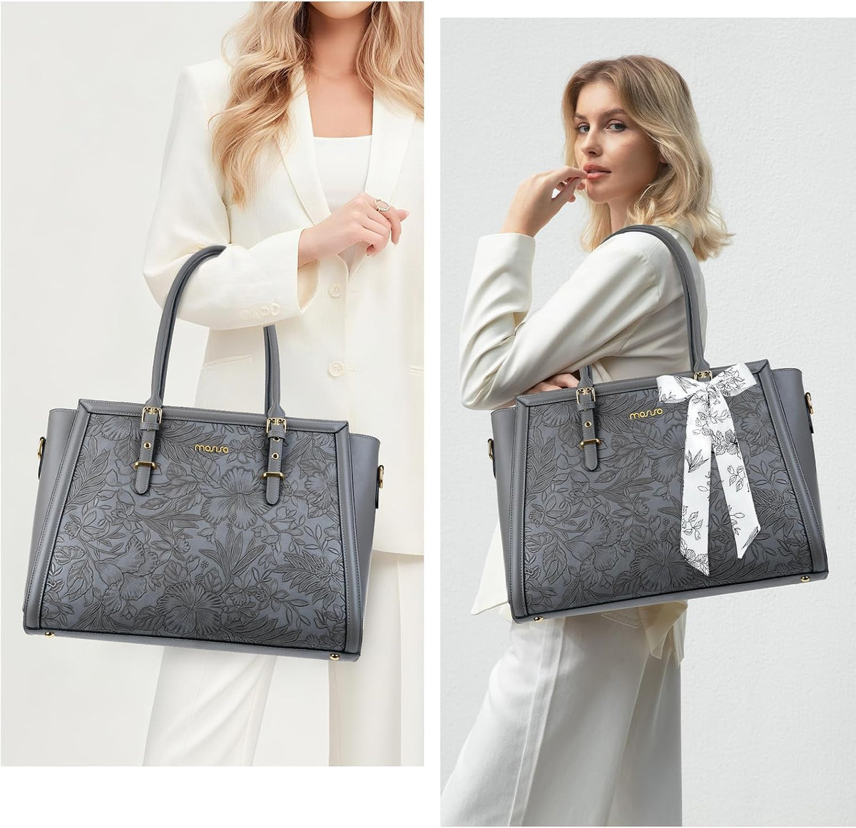 MOSISO Laptop Bag for Women, 17-17.3 inch PU Leather Tote Bag