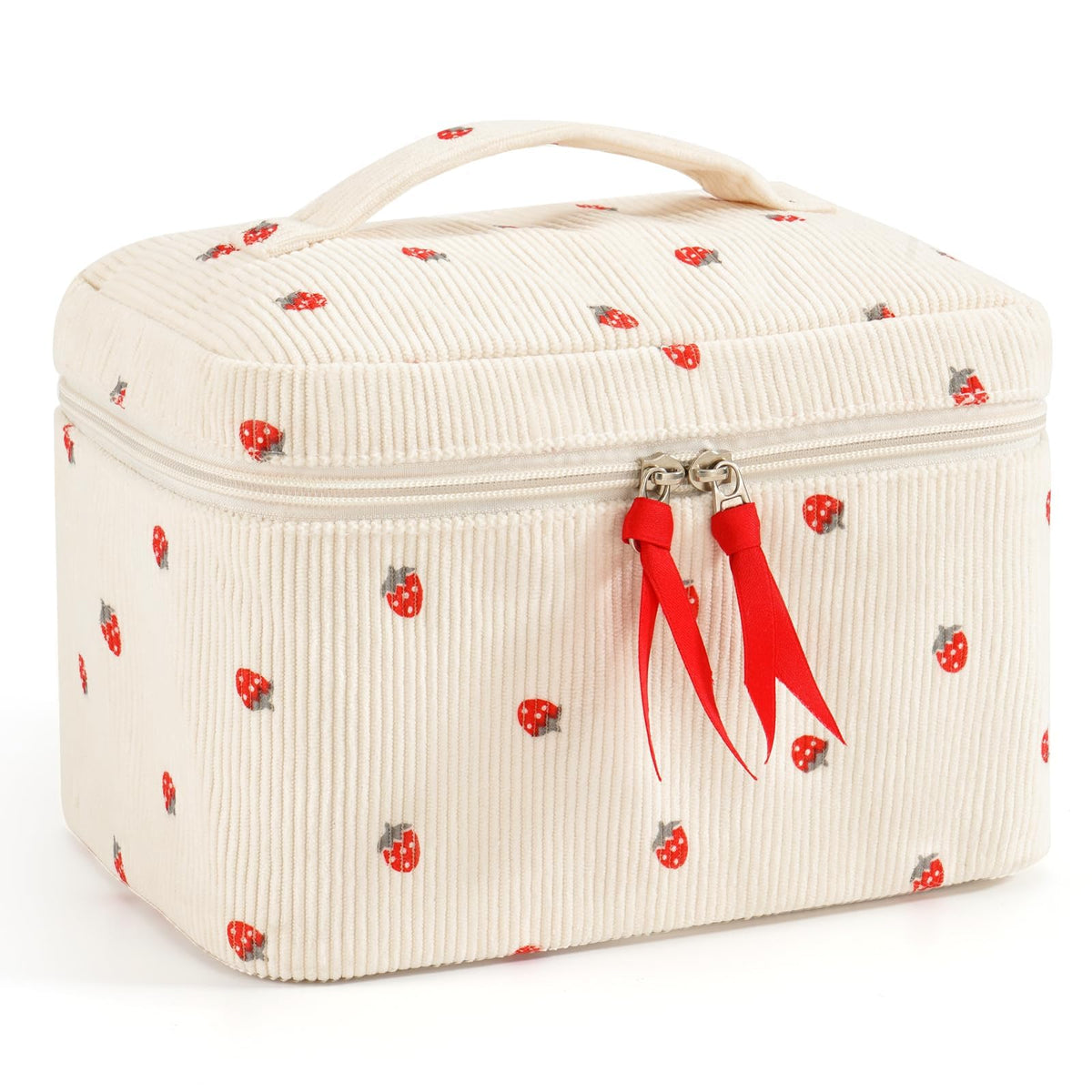 Makeup Bag for Women 3PCS Quilted Cotton Make Up Bag Travel Cosmetic Bag Large Makeup Bag Set Cute Makeups Organizer Floral Toiletry Pouch for Purse, Pink Floral D