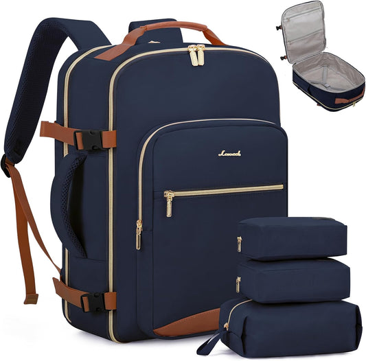 LOVEVOOK 40L Travel Backpack Flight Approved Carry on Backpack,3 Packing Cubes,Waterproof Personal Item Travel Bag,TSA Carry on Luggage Suitcase Travel Essentials,Gifts for Women & Men,fits 17" Laptop