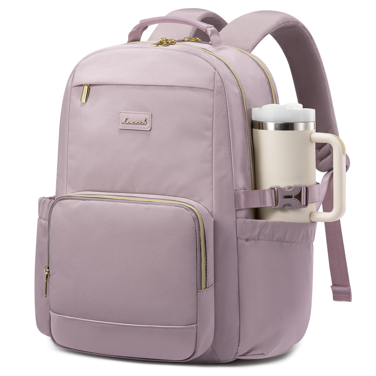 LOVEVOOK Laptop Backpack for Women with Pouch Pocket for Large Capacity Cup,15.6 Inch Laptop Computer Bag Travel Backpack Purse,Waterproof Work Business Backpack College Teacher Bags,Beige-Black-Brown