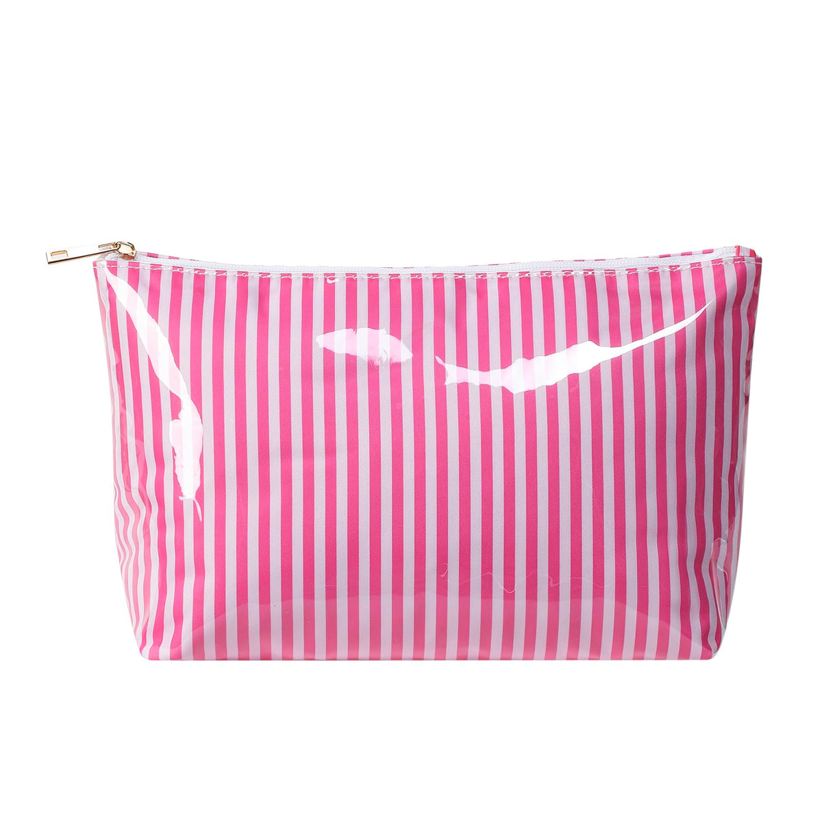 Large PVC Waterproof Striped Makeup Bag(04Pink Stripe)