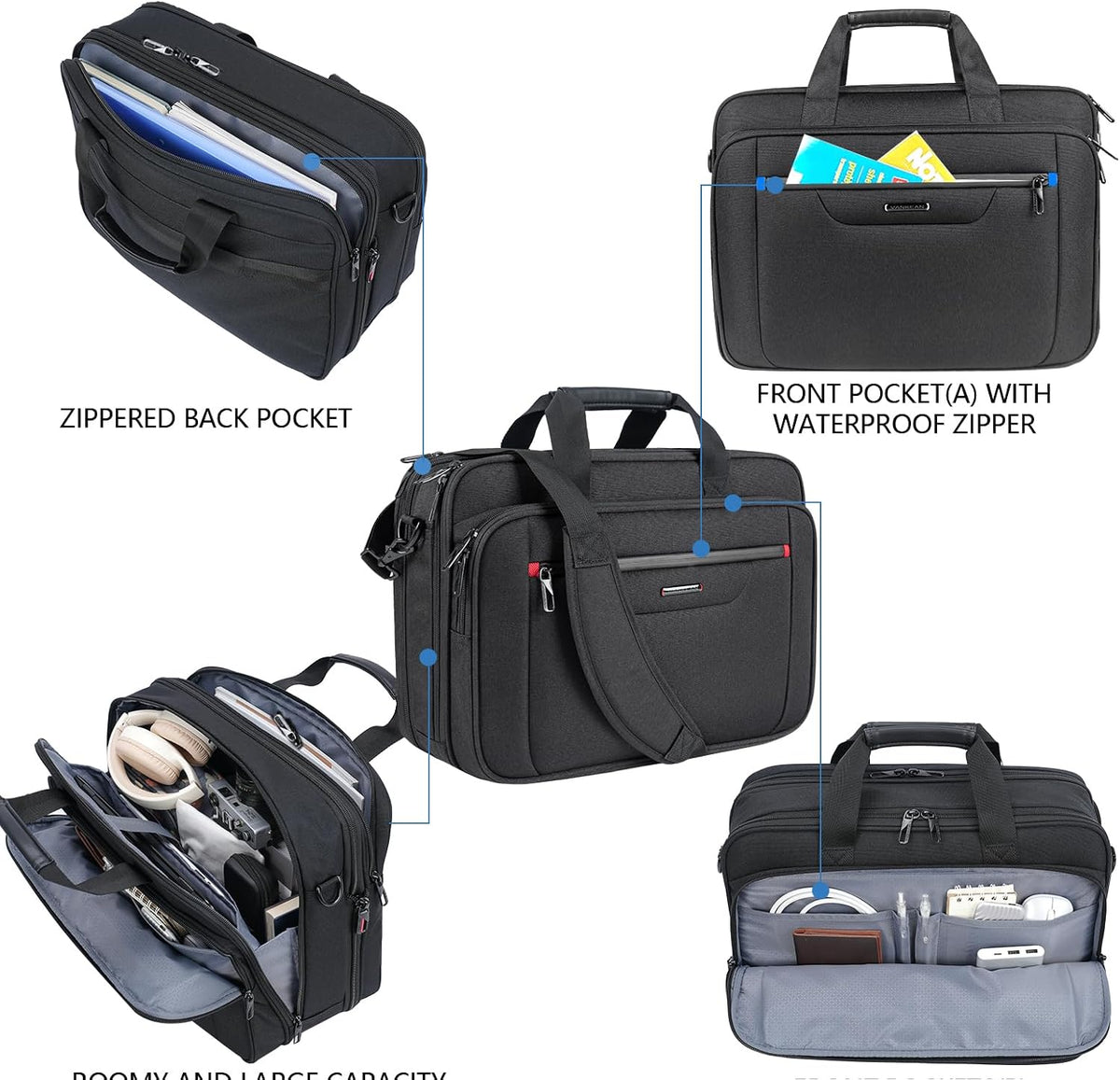 VANKEAN 17.3" Expandable Laptop Briefcase for Travel & Business