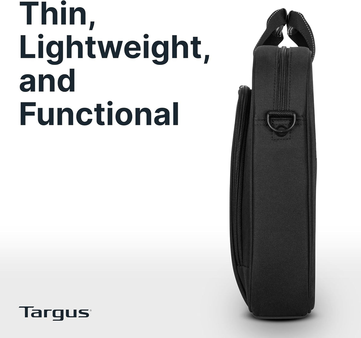 Targus 15-16 Inch Slim Lightweight Laptop Briefcase, Black - Messenger and Shoulder Bag with Padded Compartment and Trolley Strap for 16" Laptops (TCT027US)