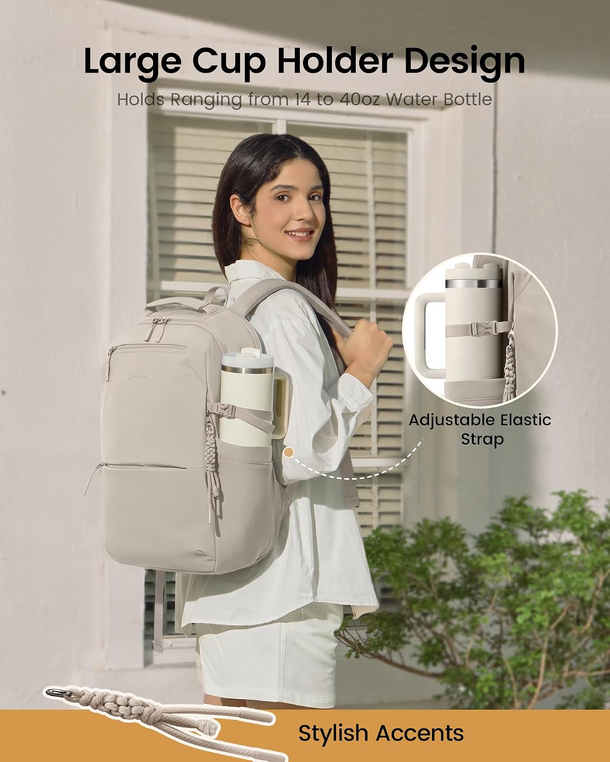 LOVEVOOK Laptop Backpack for Women with Tumbler Holder,Work Backpack Women