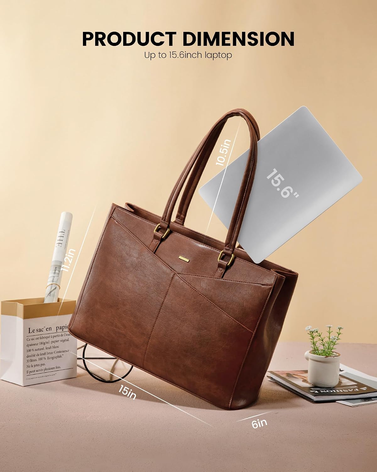 LOVEVOOK Laptop Tote Bag for Women,Leather Work Computer Briefcase Bag