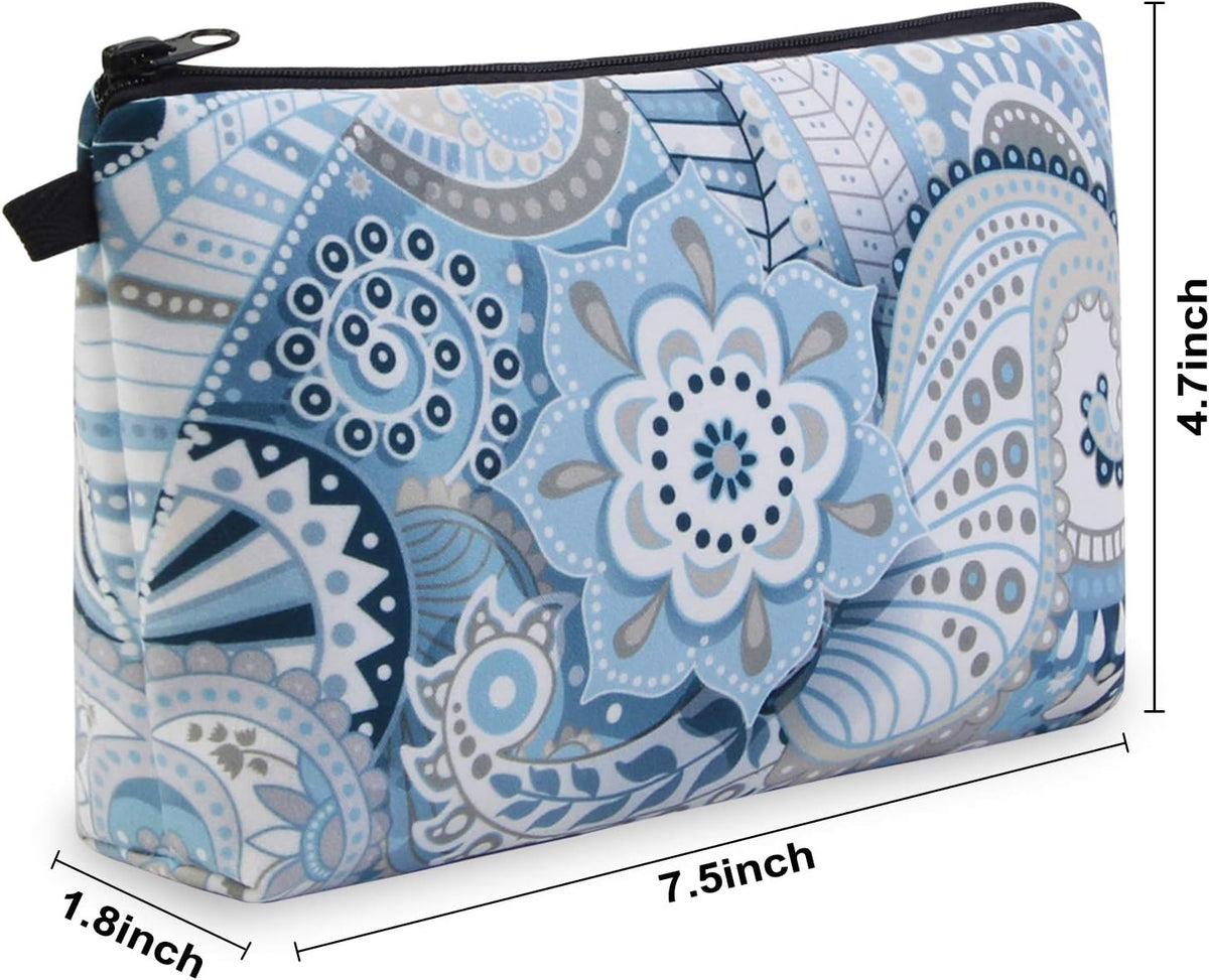 MAGEFY Makeup Bag 6 Styles Portable Travel Cosmetic Bag for Women Flower Patterns Zipper Pouch Sloth Gifts Makeup Pouch with Black Zipper (6 packs)