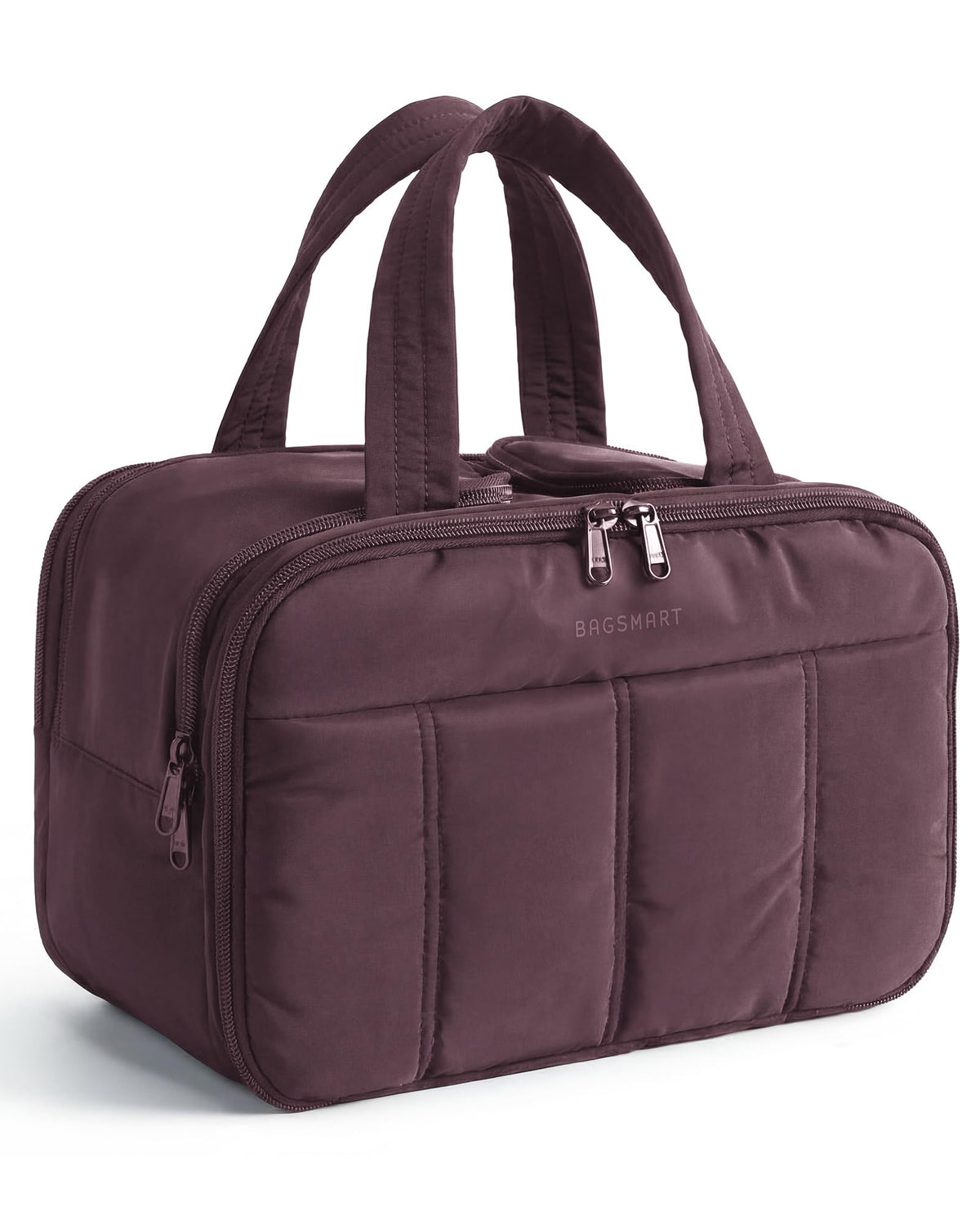 BAGSMART Travel Toiletry Bag, Puffy Large Toiletry Bag for Women, Lightweight Cosmetic Makeup Bag Organizer with Handle for Traveling, Accessories, Essentials, Toiletries (Black)