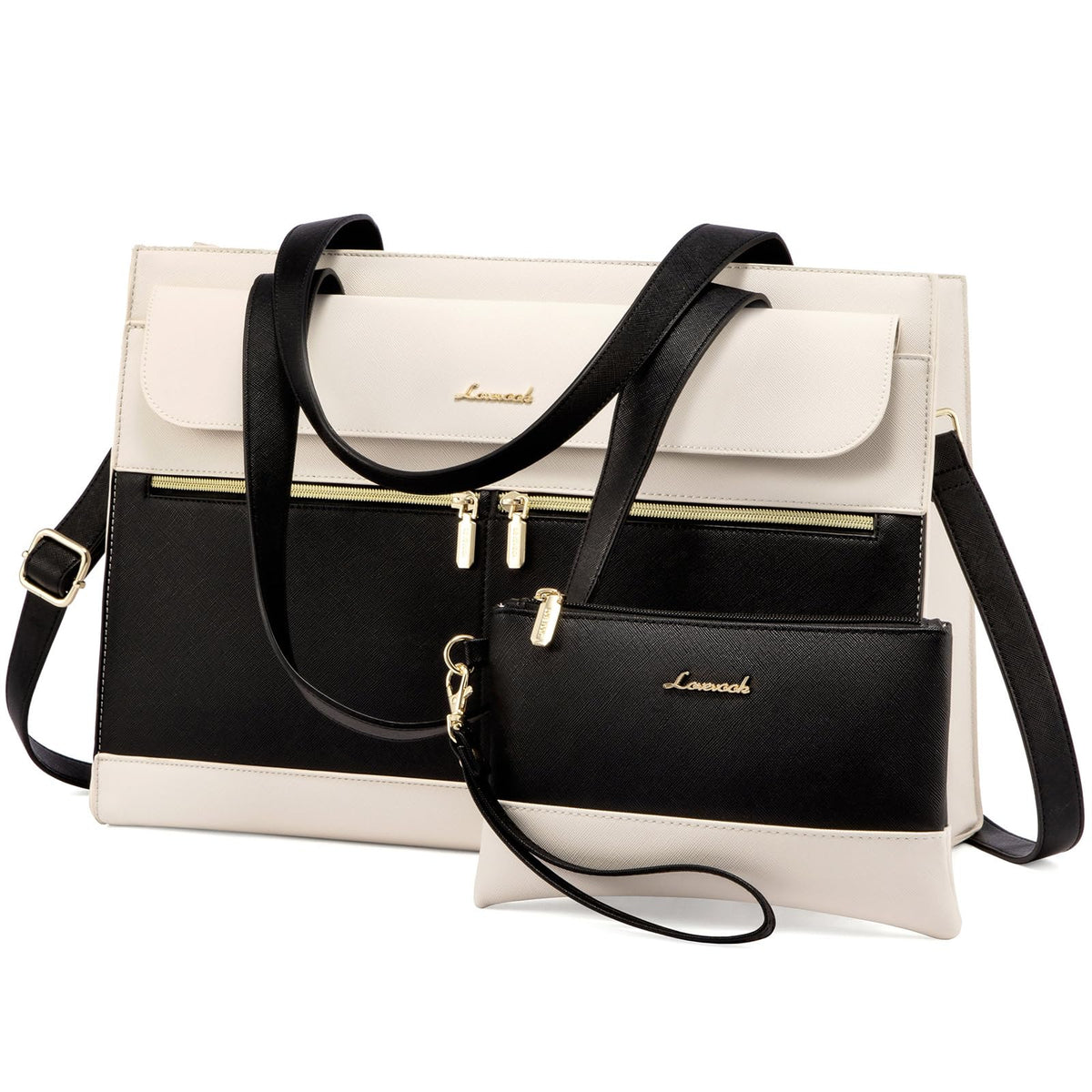 LOVEVOOK Laptop Bag for Women 15.6 Inch Tote Work Professional Leather Computer Briefcase Waterproof Handbag Shoulder Large Capacity Business Teacher Office Crossbody Purse