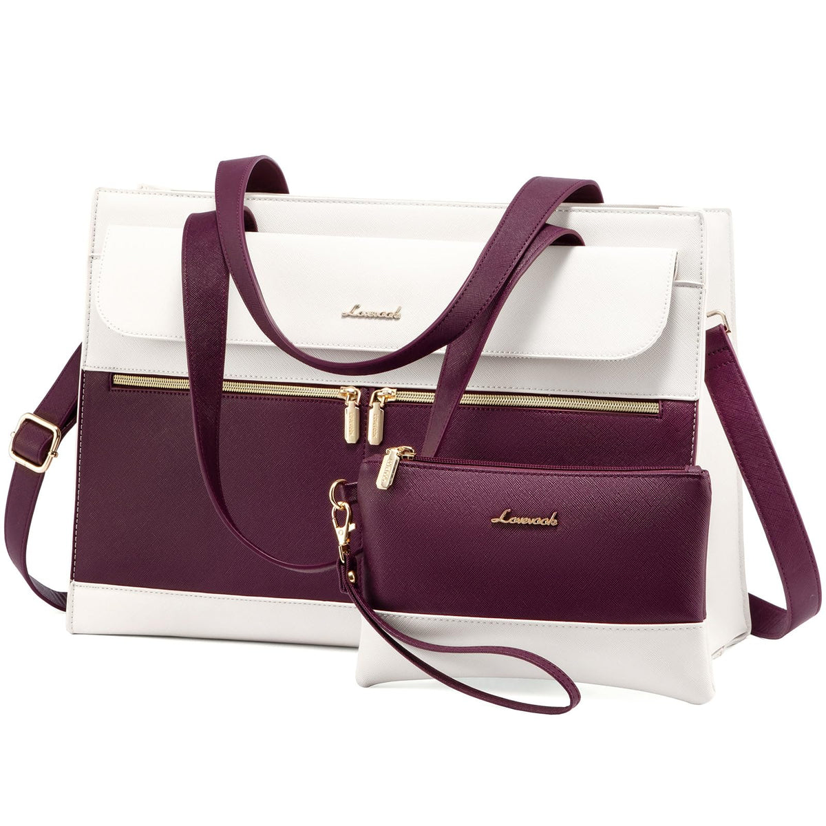 LOVEVOOK Laptop Bag for Women 15.6 Inch Tote Work Professional Leather Computer Briefcase Waterproof Handbag Shoulder Large Capacity Business Teacher Office Crossbody Purse
