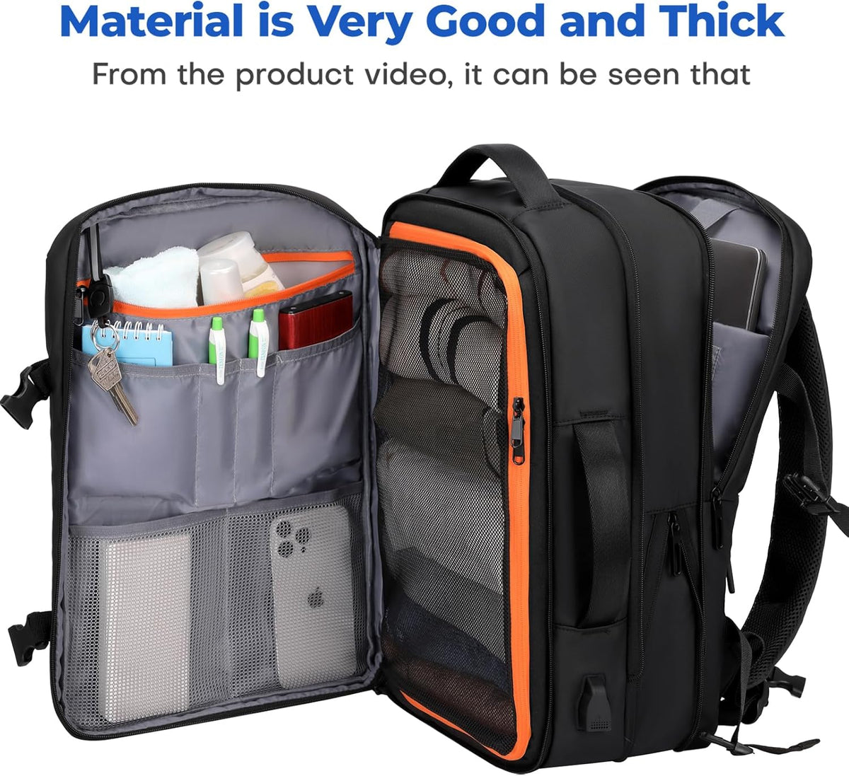 Rcrirth Carry On Travel Backpack Flight Approved for Men Women, Black