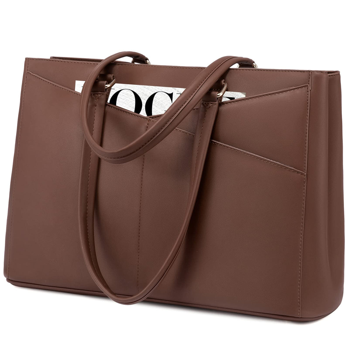 LOVEVOOK Laptop Tote Bag for Women 15.6 Inch Waterproof Leather Computer Bags Business Office Work Briefcase Black