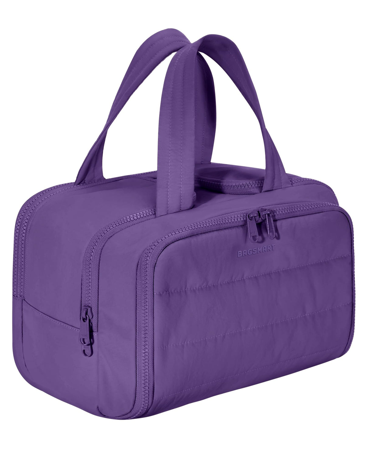 BAGSMART Travel Toiletry Bag, Lightweight Large Wide-open Travel Bag for Women, Puffy Cosmetic Makeup Bag Organizer with Handle for Accessories,Essentials, Toiletries, Dark Pink