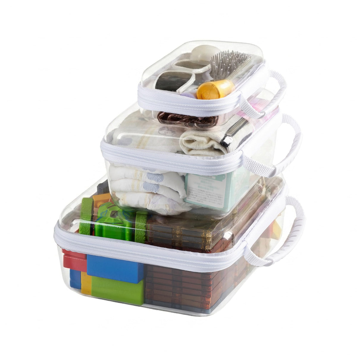 4 pcs Clear Zipper Pouches,Hard Shell Zipper Case