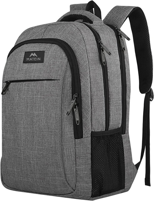 MATEIN Travel Laptop Backpack, 15.6 Inch College School Computer Bag, Grey