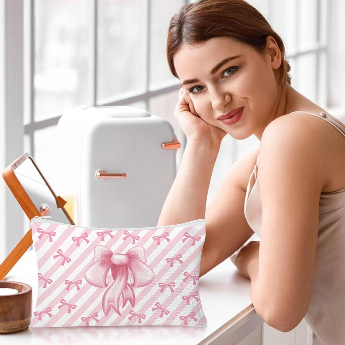 30pcs Pink Bow Makeup Bag Coquette Cosmetic Bags for Women