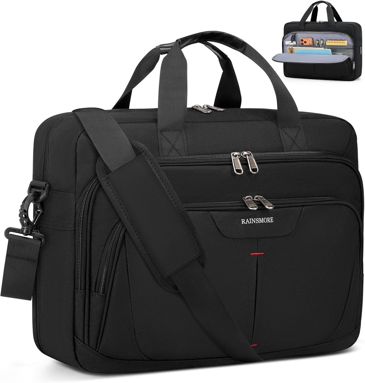 RAINSMORE 17.3" Expandable Mens Briefcase, Laptop Bag for Business Work