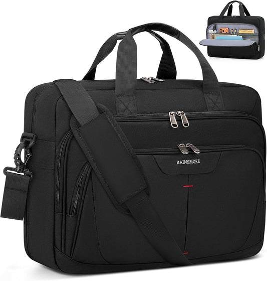 RAINSMORE 17.3" Expandable Mens Briefcase, Laptop Bag for Business Work