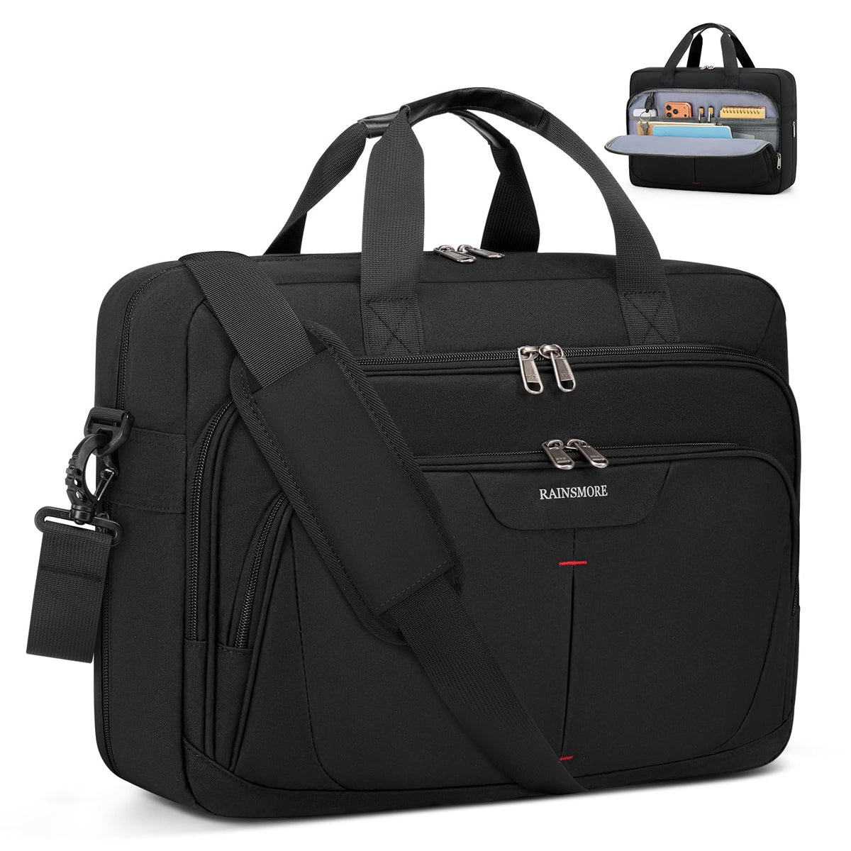 RAINSMORE 17.3" Expandable Mens Briefcase, Laptop Bag for Business Work