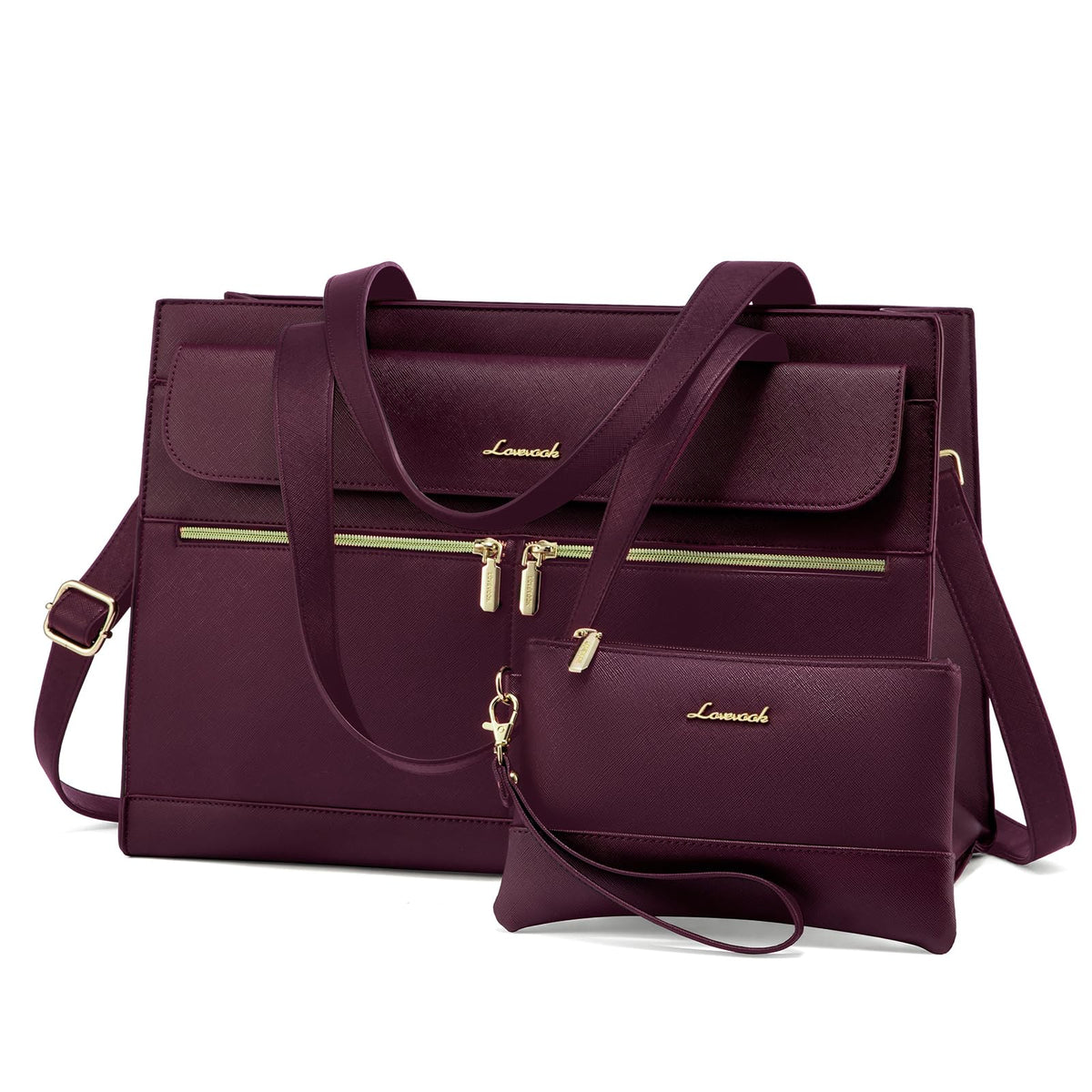 LOVEVOOK Laptop Bag for Women 15.6 Inch Tote Work Professional Leather Computer Briefcase Waterproof Handbag Shoulder Large Capacity Business Teacher Office Crossbody Purse