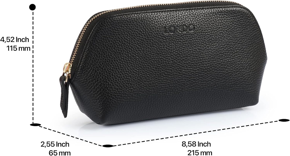 Londo Genuine Leather Makeup Bag – Cosmetic Pouch, Travel Organizer, Toiletry Clutch for Women, Stylish & Durable Storage for Essentials
