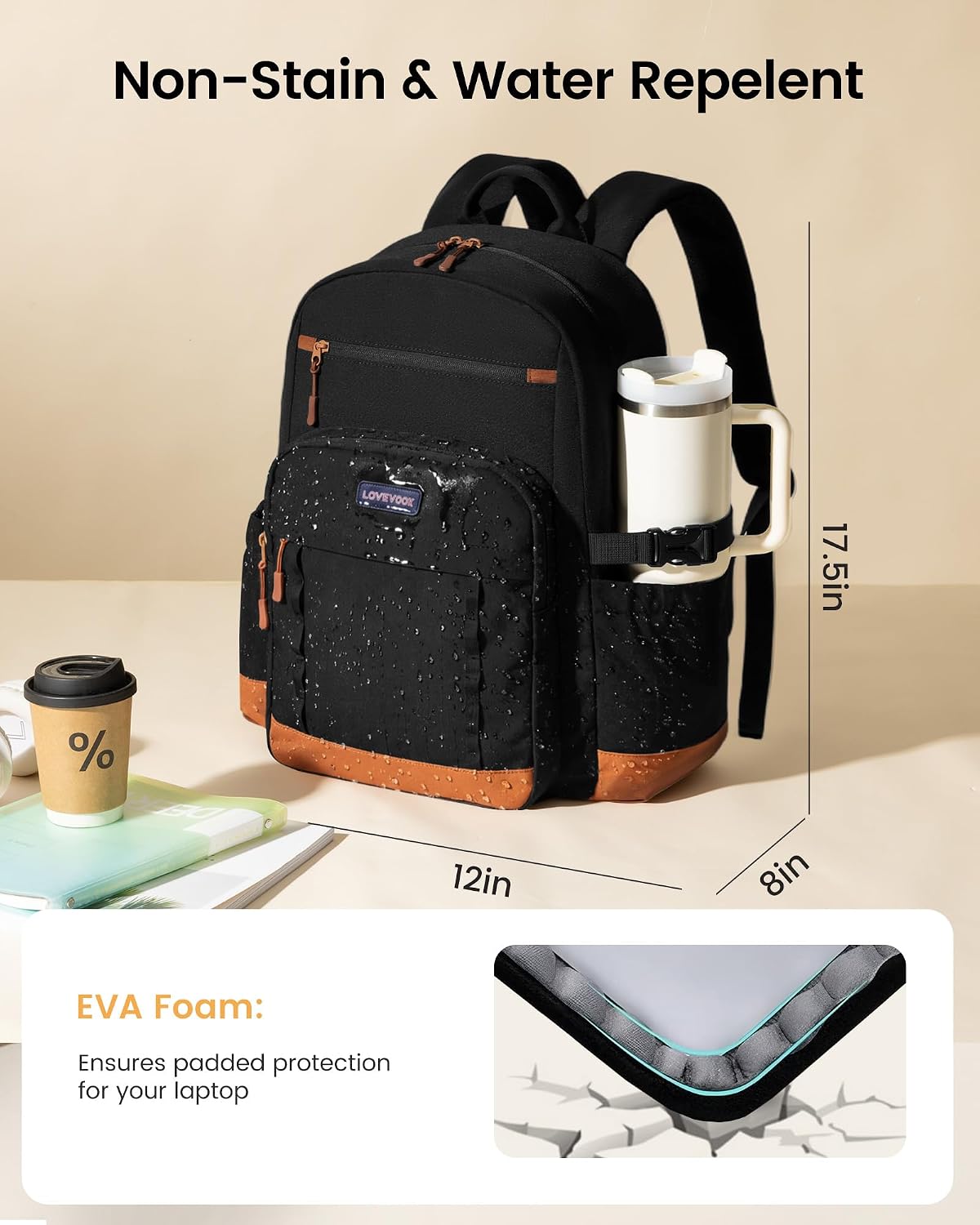 LOVEVOOK Laptop Backpack for Women Men with Large Cup Holder,15.6 Inch Work Travel Backpack Computer Laptop Bag,Waterproof Teacher Nurse College Business Office Carry on Backpack Purse,Back Pack Gifts