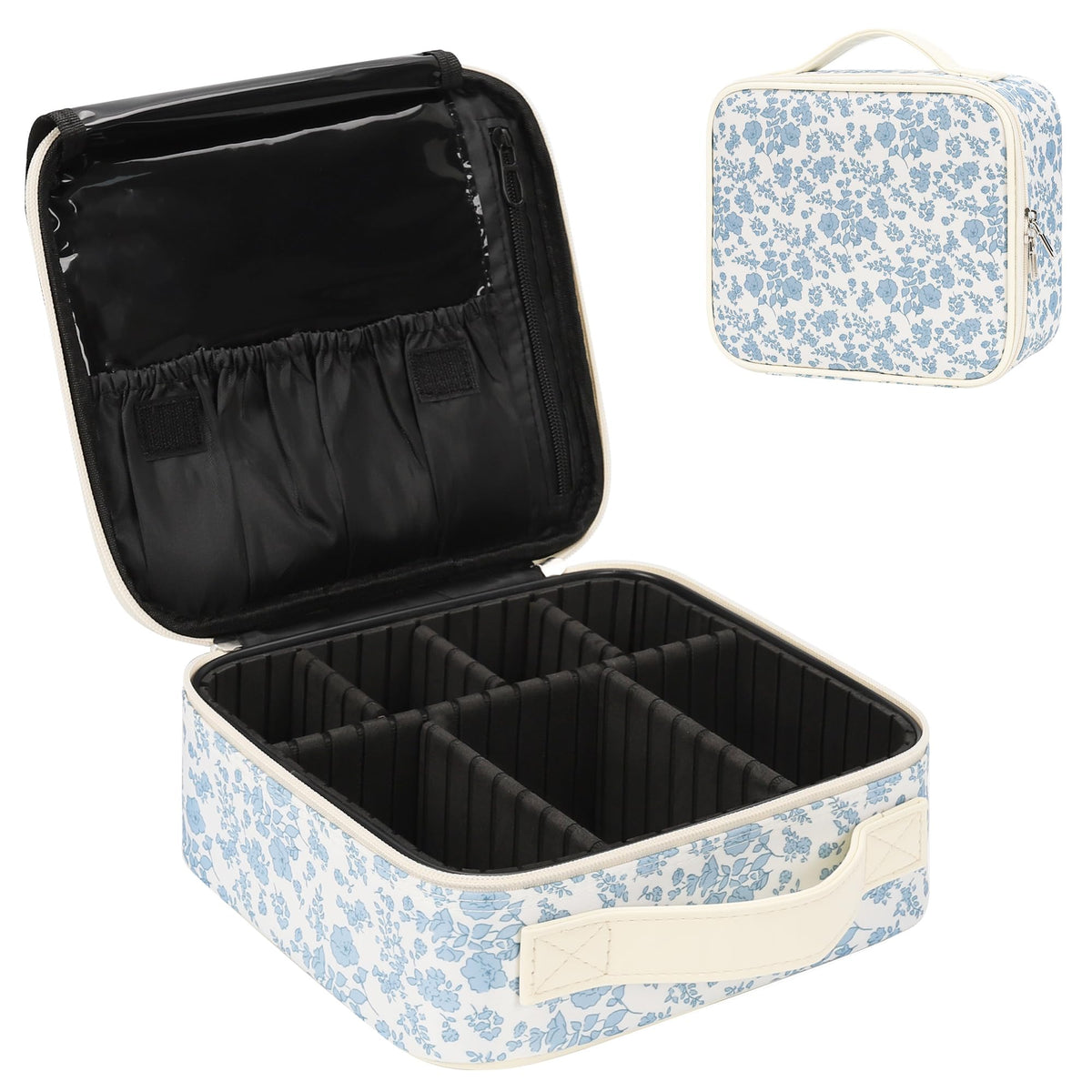 Relavel Extra Large Makeup Case, Makeup Artist Set Bag Professional Cosmetic Organizer Bag Storage Box with Makeup Brush Holder, Adjustable Dividers and Shoulder Strap, Black