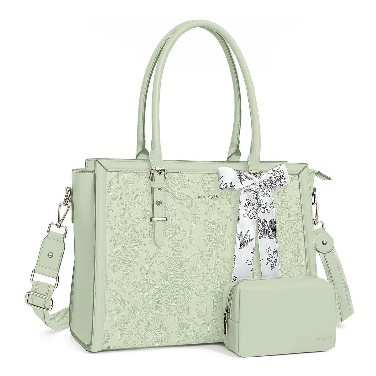MOSISO Laptop Bag for Women, 17-17.3 inch PU Leather Tote Bag