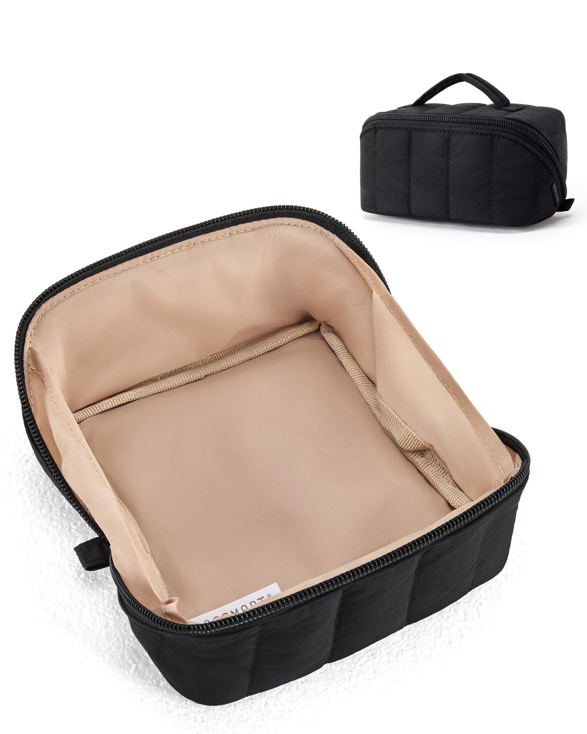 BAGSMART Puffy Travel Makeup Bag Toiletry Bag for Women, Black