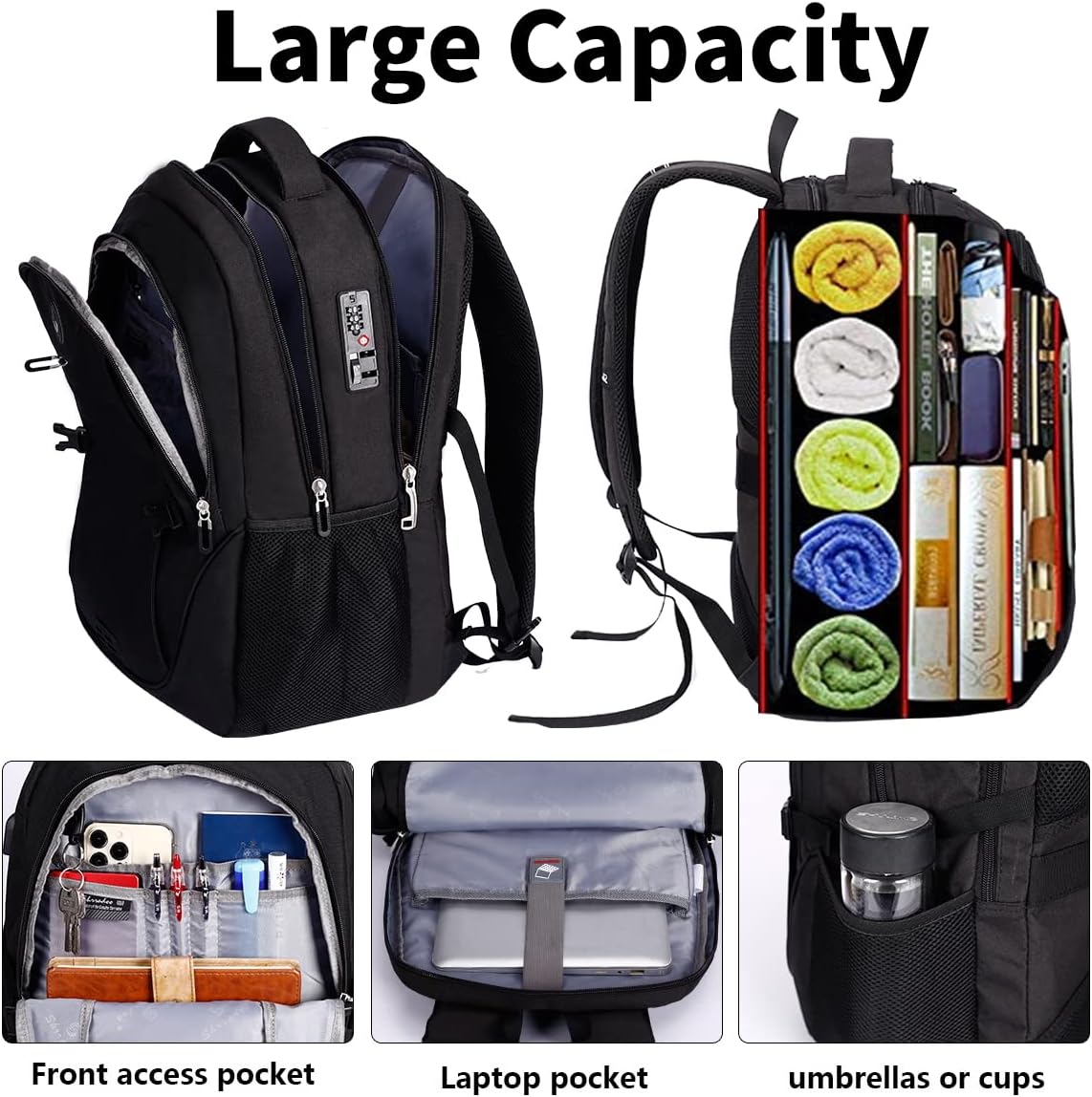 SHRRADOO Travel Laptop Backpack for Men Women, College High Schoolbag