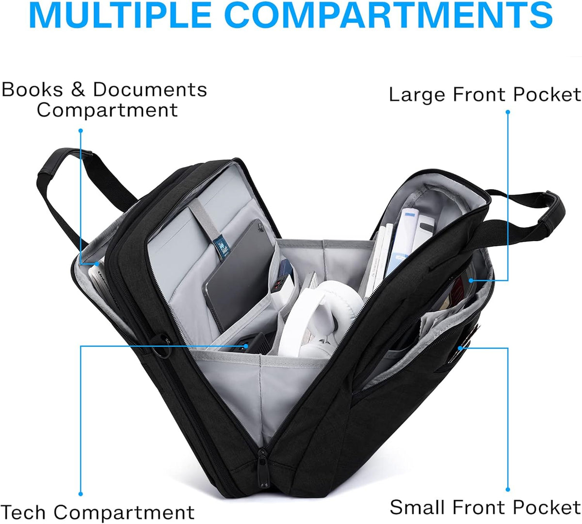 BAGSMART 17.3 Inch Laptop Bag Expandable Computer Bag Briefcase, Black